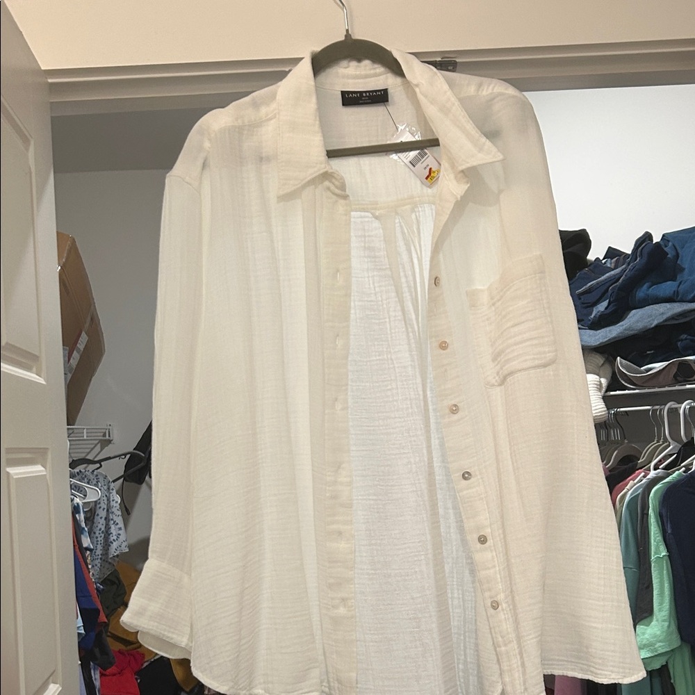 Lane Bryant Cream Button Down Shirt- 18/20
